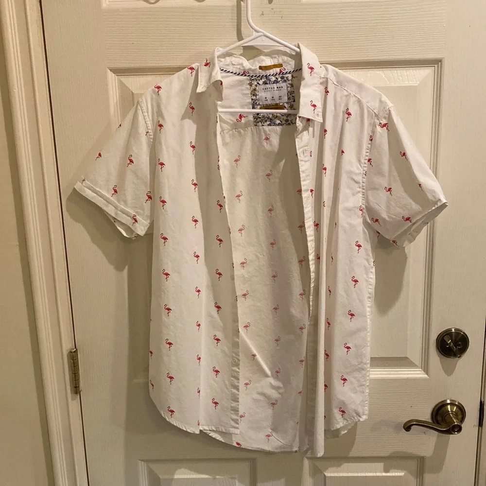 Flamingo white button down - Picture 1 of 4